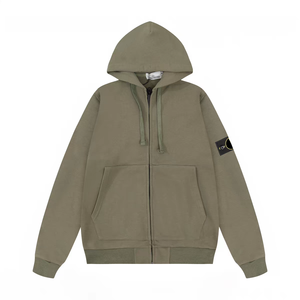 Blouson à capuche coupe-vent classique en coton 100% brodé, style décontracté automne, pour homme - Product Image 3