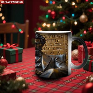 Frosted Black 11oz <b>Ceramic</b> <b>Mug</b> Heat Activated Coffee Cup With 2D Flat Painting Design - Product Image 2