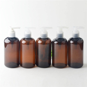 250Ml 8Oz Hổ Phách Vật Nuôi Bơm Chai Chai Rỗng Chai Tròn W/Nắp Nhựa Màu Đen Kem Dưỡng Da Bơm - Product Image 3