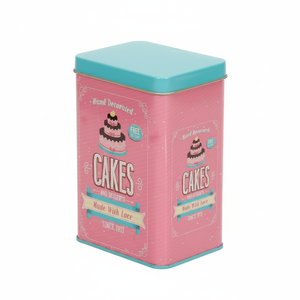 Boîte de rangement rectangulaire en métal Kontensan EF04035 75x100x150 mm 1,2 L avec couvercle coulissant, fond rose, paniers métalliques pour gâteaux - Product Image 2