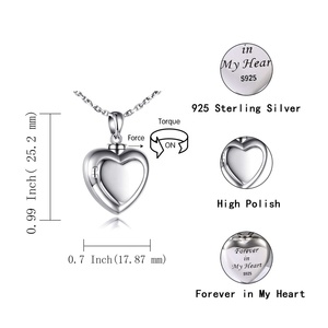 para siempre en <span class=keywords><strong>mi</strong></span> corazón, mamá y papá joyería de la cremación de plata esterlina urna COLLAR COLGANTE para cenizas recuerdo - Product Image 3