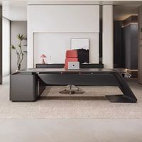 Bureau de Président Peint Shunzhan – Moderne, Simple, Élégant, Grand Bureau de Direction en Bois avec Rangement Mobile, Ligne Droite, MDF Sain