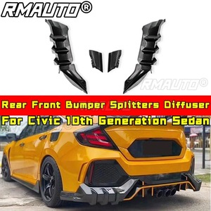 For Hond Civic 10th Generation Sedan Styling Kits Rear Bumper <b>Splitters</b> Diffuser Rear Bumper Lip <b>Splitters</b> Diffuse Body Kit - Product Image 1