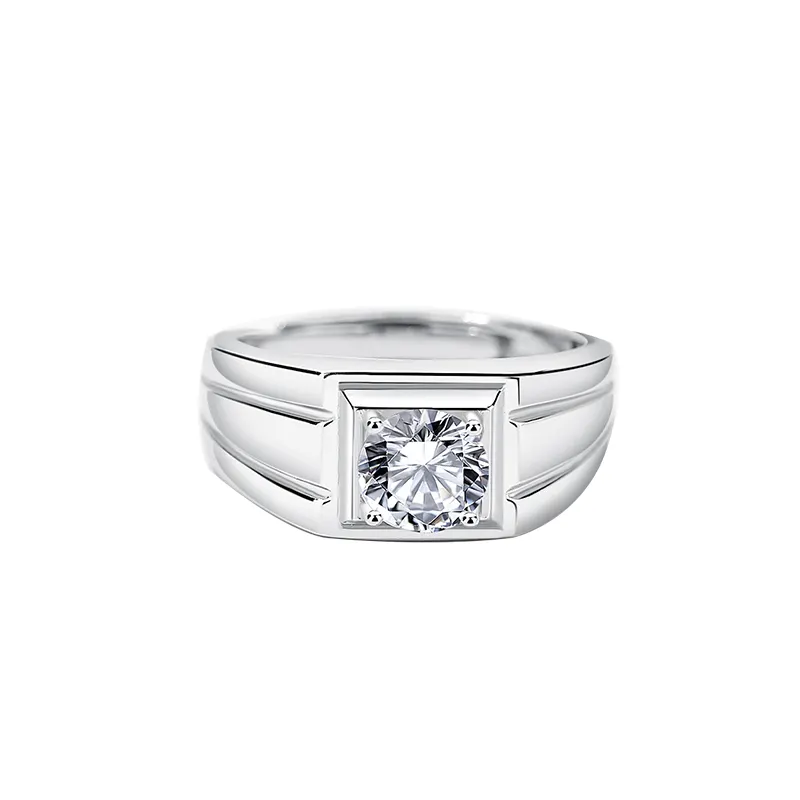Women Rings Men Engagement Ring High Quality 925 Sterling Silver Moissanite Diamond Adjustable Wedding Ring For Groom