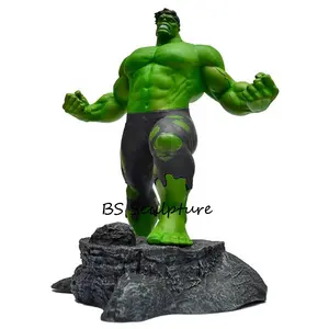 Caliente de encargo decoración grande para espacios exteriores Hulk de fibra de vidrio escultura gran oferta de dibujos animados estatua de resina