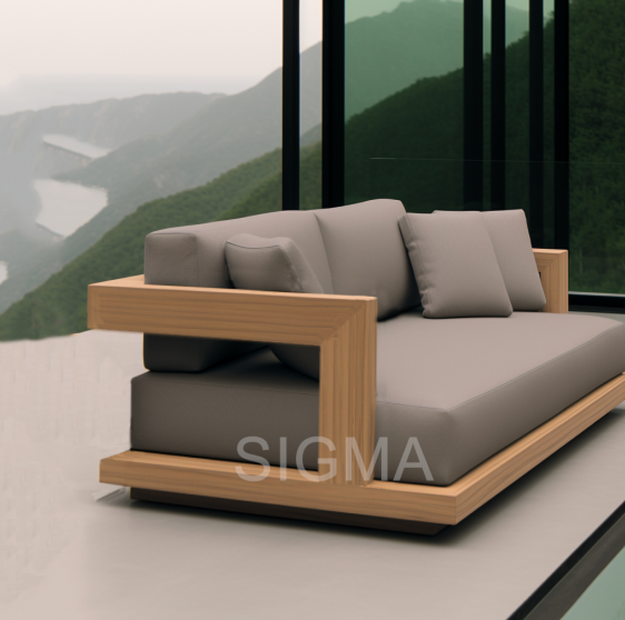 New Customizable Designer Modern Hotel Exterior Outdoor Villa Patio Teak Solid Wood Sofa Set Furniture Luxury Segmented Sofa Set