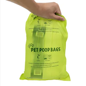 100% compostabile biodegradabile qualità Pet cacca amido di mais fatto senza perdite sacchetto di rifiuti per animali domestici confezione all'ingrosso