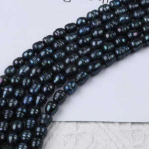 Perles d'eau douce naturelles en forme de riz noir de 10-11 mm en gros, perles nues, accessoires de bijoux DIY, perles de riz - Product Image 2