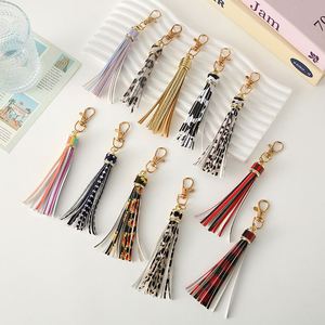YY Cheap PU Leather Tassel Bag Charm Colorful Leather Tassels <b>Keychain</b> Beautiful Leather Key Rings Bag for Women - Product Image 1