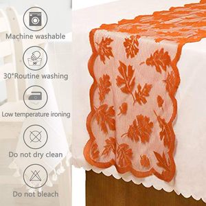 Runner da Tavola in Pizzo con Foglie d'Acero 13 x 72 Pollici per Decorazioni Autunnali e del Ringraziamento, per <span class=keywords><strong>Cucina</strong></span>, Sala da Pranzo e Feste - Product Image 4