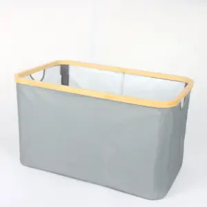 Bamboo Laundry Hamper With Lid Handle Water-proof Dirty Clothes Basket For Bedroom Bathroom Collapsible Basket