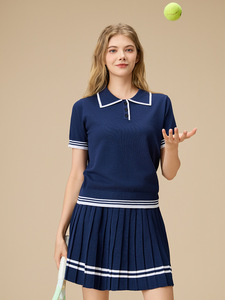 Aoyema due pezzi da Tennis abiti da Badminton da <span class=keywords><strong>donna</strong></span> in <span class=keywords><strong>maglia</strong></span> <span class=keywords><strong>a</strong></span> manica corta con collo <span class=keywords><strong>a</strong></span> paddle camicia da Tennis Mini gonne <span class=keywords><strong>a</strong></span> pieghe Set - Product Image 4