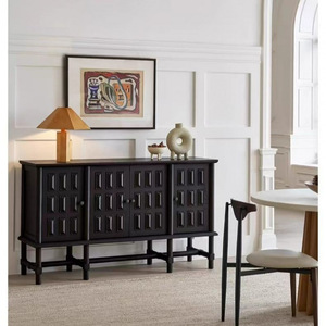 Vintage Solid Wood <b>Sideboard</b> Natural Color French Retro Style <b>Storage</b> Cabinet For Living Room Or Dining Space - Product Image 2