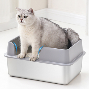 High Sided Open <b>Cat</b> Litter <b>Box</b> Anti-Splash Metal <b>Cat</b> Litter <b>Box</b> Large Metal - Product Image 1