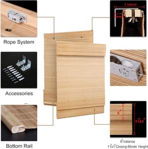 Abat-jour romain en bambou sans fil, traitement de fenêtre filtrant la lumière de store enroulable en bambou de printemps, stores enroulés en bambou pour fenêtre - Product Image 5