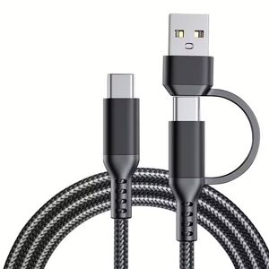 Newest 2-in-1 <b>USB</b>-<b>C</b> + <b>USB</b> a Nylon Braided <b>Type</b>-<b>C</b> <b>Adapter</b> Cable 3A 60W <b>Type</b> <b>C</b> Fast Multi-Charging Cable for IPhone 15 16 - Product Image 2