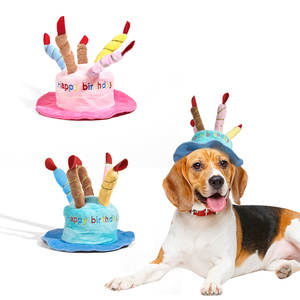 Topi ulang tahun anjing cosplay hewan peliharaan mainan pesta anak kucing dan anak anjing hadiah Tahun Baru lucu topi kue lilin ulang tahun aksesoris pakaian - Product Image 1