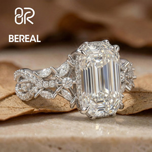 IGI Certified Vvs CVD Lab Grown Diamond Engagement <b>Ring</b> Women Custom 925 <b>Silver</b> <b>Emerald</b> Lab Created Diamond <b>Ring</b> Fine Jewelry - Product Image 2