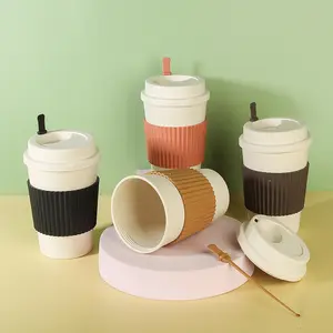 批发便携式小型可重复使用咖啡杯环保定制标志旅行麦草纤维咖啡杯