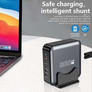 Station de charge rapide multi-ports 200W GaN <span class=keywords><strong>USB</strong></span> <span class=keywords><strong>C</strong></span> PD QC avec support de téléphone pour la maison, le bureau, vente en gros - Product Image 5