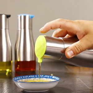Bouteille d'huile en verre et acier inoxydable de 350 ml, nouveau style, pour cuisine, sauce, vinaigre, vin de cuisine, récipient anti-fuite, vente en gros - Product Image 3