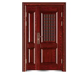 Venta caliente estilo kerala principal de la casa de seguridad de la puerta de la Puerta de Hierro precio India frente a la puerta de entrada de madera de color