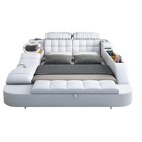Lit intelligent réglable de luxe avec système audio/TV/massage, lit multifonctionnel avec rangement pour chambre principale
