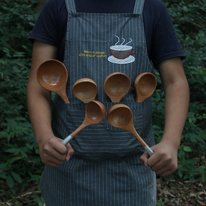 Juego de Cucharas de Madera de Haya Sunshine Hemu, Cucharón Curvo Grande, Mediano y Pequeño, Utensilios de Cocina Reutilizables - Product Image 1