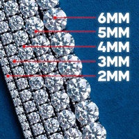 Magnifique Bijou GRA Bling Bling Hip Hop en Argent S925, Collier Chaîne Tennis Glaçée avec Moissanite VVS de 2mm 3mm 4mm 5mm 6mm pour Hommes et Femmes