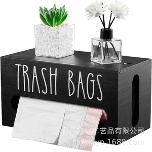 Trash Bag Dispenser Holder 8.2 In Black Wall Mount For <b>Kitchen</b> Bathroom Use - Product Image 2
