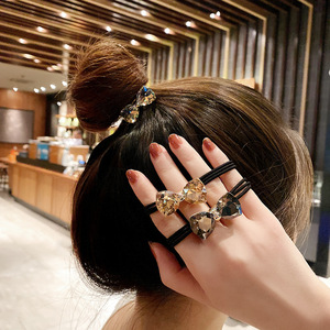 Crystal <b>Bow</b> Double Strand Hair Ties Elegant Rhinestone Hair Bands Women Ponytail <b>Holders</b> Minimalist Hair Scrunchies For Buns - Product Image 6