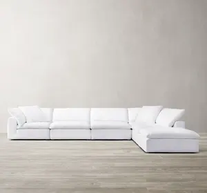 Woonkamer Wit Sectionele Bank Stof Sofa Set 5 Zits L Vormige Modulaire Sectionele Banken