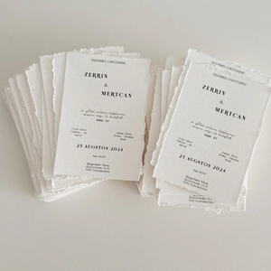 บัตรเชิญกระดาษผ้าฝ้ายขอบตกแต่งงานทำมือสำหรับงานแต่งงานงานหมั้น - Product Image 1