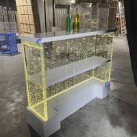 Comptoir de réception incurvé LED avec bulles d'eau, table en plastique, lumière RGB, moderne, pour bar commercial, bar à domicile, centre commercial, hôtel