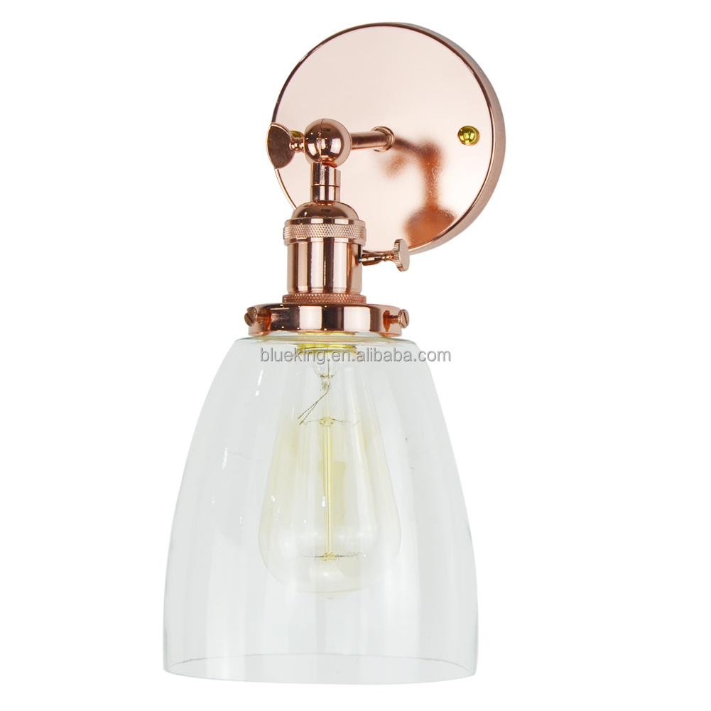 Loft Glass rose gold Iron Wall Light Vintage Home Kitchen Dining Room Decoration wall mount reading light wall light sconce