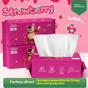 Salviette Monouso in Fibra di Bambù Dual-Clean, Morbide, 1 Velo, 20x20cm, Design Orsetto Fragola, Spesse, per Uso Asciutto e Bagnato, per la Casa - Product Image 3