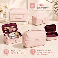 Pochette cosmétique en cuir PU rose blush, sac de maquillage de voyage, organiseur de toilette, étui à cosmétiques, logo personnalisé, vente en gros, fabricant OEM