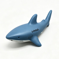 Jouets anti-stress en mousse PU en forme de requin avec logo personnalisé, à presser et à caresser