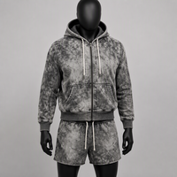 Ensemble de sweats à capuche en molleton personnalisés à marque privée, coupe ample, tie-dye, streetwear, imprimé DTG Kornit vieilli, style universitaire, couleur anthracite