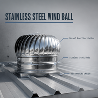 Turbine de ventilation de toit en acier inoxydable à énergie éolienne naturelle pour la circulation d'air des entrepôts, usines et bâtiments commerciaux