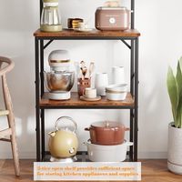 Furologee Support de four à micro-ondes brun rustique à 4 niveaux 6 S crochets Pegboard Bakers Rack Hutch Coffee Bar Station meubles de cuisine