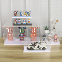 Vitrine de présentation transparente en acrylique avec couvercle anti-poussière, style ouverture à clapet, pour figurines BUBBLE MART Labubu et boîtes mystères, montage facile, emballage plat, présentoir