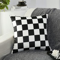 Coussin décoratif classique à rayures animales noires et blanches, motif losanges, imperméable, pour canapé, lit, chaise de bureau et décoration intérieure