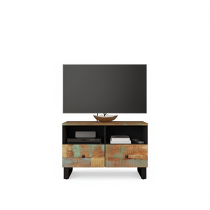 Multicolor Reclaimed Wood TV <b>Cabinet</b> With Storage 50 54 In <b>Rustic</b> Style Living Room Furniture - Product Image 1