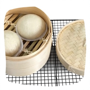 Ensemble de paniers à vapeur en bambou écologiques et durables pour dim sum, 6L, 2 étages, compatible gaz et induction, Eco2go Vietnam, pour la maison et la restauration - Product Image 1