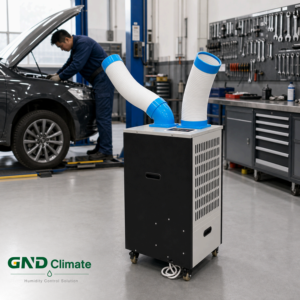 Climatiseur mobile portable 2,7 kW 9000 BTU, refroidisseur industriel local avec pompe et moteur automatiques pour petites zones de travail GND Mobile - Product Image 1