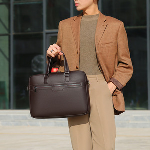 Sac pour ordinateur portable en cuir PU imperméable, mallette d'affaires, sac de voyage durable, sac bandoulière pour homme, mallette de luxe multifonction, sac fin - Product Image 5
