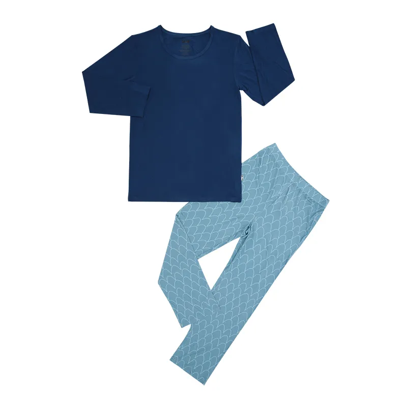 Indumenti da notte da uomo top e pantaloni a maniche lunghe set di 2 pezzi di abbigliamento Papa comodo Set di pigiami da papà in viscosa di bambù