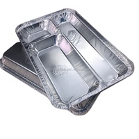Conteneur alimentaire jetable en aluminium à trois compartiments, utilisation au four, 1400 ml, emballage pour la restauration rapide, boîte à lunch écologique et recyclable