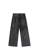 Jean droit pour homme Huanqiu, style rétro, denim déchiré, design graffiti écologique, décontracté, tendance urbaine
